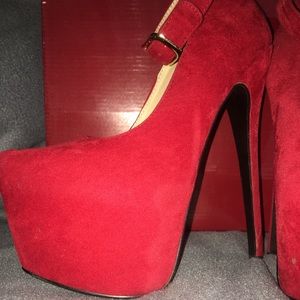 Red platform heels